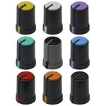 Grey Body Colour Cap Mixer / Volume Control Knobs - 6mm D-Shaft D270 - Push Fit