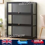Modern 3 Doors Sideboard Model Car Toy Doll Display Cabinet Bookshelf Black