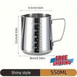 550ml Stainless Steel Milk / Coffee Frothing Pitcher with Scale Latte Art Jug uk