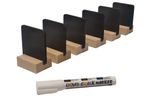 6 x A8 - chalkboards - blackboards + 6 x wooden bases + liquid chalk pen (SB) 