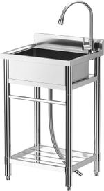 Stainless Steel Sink with Faucet Catering Kitchen Sink Single Bowl Drainer Unit