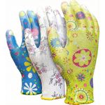 3 Pack Ladies Floral Gardening Gloves Nitrile Coated Water Resistant Work Wear