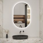 Oval LED Bathroom Mirror Adjustable LED Colors Anti-fog Dimming&Memory Function