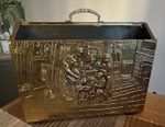 Vintage Lombard Embossed Heavy Brass Metal Magazine Rack Holder Family Meal VGC