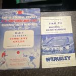 Blackpool v Bolton Wanderers FA Cup Final 1952-53 originalProgramme &Song Sheet
