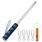 8.2ft Telescopic Flag Pole, Handheld Flagpole with Clips, Whistle, Blue Black
