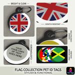 Engraved Flag Pet Dog ID Tags Legal Name Disc Strong Metal Made in UK