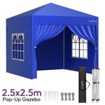 Heavy Duty 2.5x2.5m Pop Up Gazebo Waterproof Marquee with 4 Side Panels