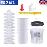 10Pcs 20 Ounce Disposable Paint Spray Gun Cup Liners & Lid System with Adapter