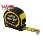 STANLEY 8m/26ft Tylon Tape Measure with TRU-ZERO 8 m/26 ft, Yellow/Black
