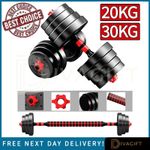 DUMBBELL BARBELL WEIGHT SET PAIR OF HAND WEIGHTS GYM FITNESS WORKOUT 20KG 30KG 