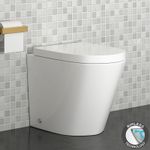 Cesar Back To Wall Toilet Round Rimless White BTW Pan Bathroom & Soft Close Seat
