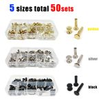 50sets Mix Size Rivet Chicago Screw Post Binding Nail for Leather Bag Belt Strap