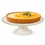 White Glass Cake Stand Gold Rim Pearlescent Round Wedding Display Serveware