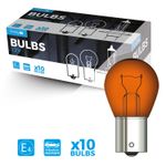 Box of 10 Amber Orange Indicator Car & Van Bulbs 581 12V 21W BAU15S - NEW
