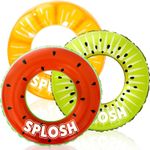 Splosh Inflatable Fruit Swim Tube Pool Rings Set of 3 Pool Floats Size 90cm 