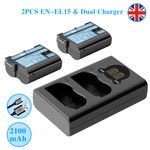 2× EN-EL15 EL15a Battery +Charger For Nikon 1 V1 D780 D600 D810 D750 D7100 Z6 Z7