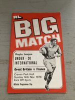 1976 GREAT BRITAIN V FRANCE UNDER 24 INTERNATIONAL @ HULL RUGBY RL PROGRAMME VGC