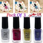 Pack Of 3 Metallic Nail Polish Super Shine Chrome Mirror Effect Art Varnish 6ml