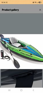 Intex Challenger K1 Inflatable Kayak Single Seat Set with Paddle & Pump