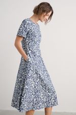 Seasalt Women's Regular Fox Path Printed Chambray Dress Shadow Blossom Indigo