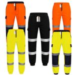 Hi Vis Cargo Joggers Men's Reflective Bottoms Fleece Work Trousers