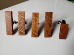 6  battered drawer handles with brass inlay MCM  parts up cycle vintage 