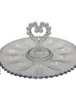 Vintage Imperial Glass Candlewick 11” Heart Handle Serving Tray Platter