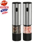 🔥2PCS Electric Salt and Pepper Grinder Auto Mill Shaker Adjustable Coarseness