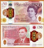 Great Britain 50 pounds, 2021, P-397 QEII, UNC Polymer, Alan Turing