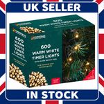OPEN BOX 600 Warm White Led Christmas Lights Battery Operated LED Cluster Timer
