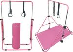 Gymnastics Bar with Mat, Folding Horizontal Bar with Adjustable Height for Kids
