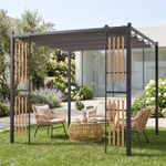 Outdoor Garden Pergola 2.3 x 2.3 m Bioclimatic Pergola with Retractable Roof