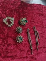 Vintage Uranium Glass Jewelry Repair Lot Brooch Earrings READ