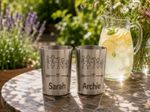 x 2 Personalised Stainless Steel Tumblers  | Custom Engraved, Any Text, Font.
