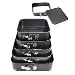 5PCS NON STICK BAKING CAKE MOULD TINS SQUARE SPRING FOAM BAKE TRAYS 5 PC PLATE