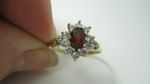 Vintage 9ct Gold Garnet & Sparkling White CZ gemstones  N 1/2 H/Mkd London 1986