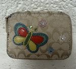 RARE Coach Butterfly appliqué Pill Box Lipstick Case Jewelry Purse Signature