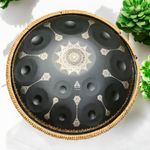Tetra Handpan Drum D Kurd Black 10 Notes 432 Hz 22' Stainless Steel Engraved