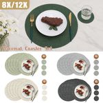 Set of 6 Placemats & 6 Coasters Round Place Table Mats Non-Slip Heat Resistant