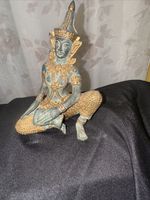 Vintage Brass /  bronze gilt  Thai musician playing a drum. Asian art figurine
