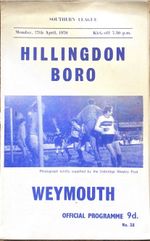 Hillingdon Borough V Weymouth - 1969/70 Southern League - 27th April 1970