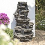 Primrose 147cm Stone Effect 8 Tier Rock Cascade Water Feature Halogen Lights