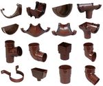 Brown Round Guttering & Down Pipe - 114mm Half Round Gutter 65mm Downpipe