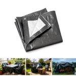 Tarpaulin Extra Heavy Duty Waterproof Cover Tarp Ground Sheet Mesh 265GSM Black