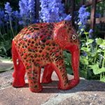 Vintage Paper Mache Hand Painted And Lacquered Indian Elephant Figurine 5x5”