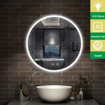40/60cm LED Bathroom Mirror Illuminated Dimmable 3 Colors brightness Anti-fog