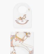 Atelier Choux Baby Rocking Horse Swaddle And Satin Bib Gift Set in White