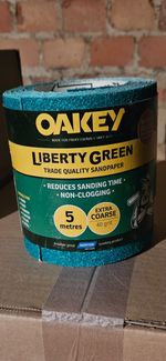 Oakey Liberty DIY Decorating Green Sandpaper Roll 5m - Extra Coarse - 40 grit