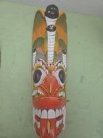 Massive Hand Carved Sri Lankan Demon Mask Traditional Naga Raksha Snarling Devil